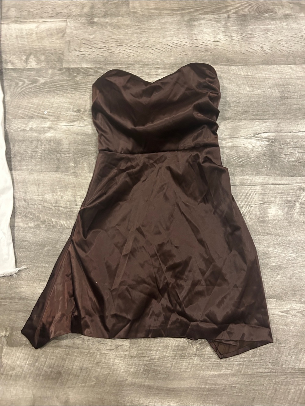 Strapless Chocolate Brown Satin Mini Dress